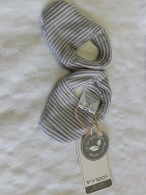 Cute little b organic grey organic cotton slippers  4 inches new